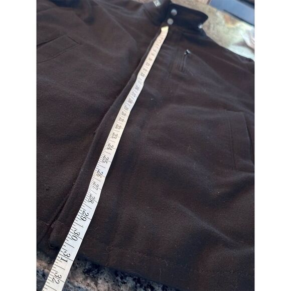 Perry Ellis Men's Black Wool Blend Overcoat Size M Stand-Up Collar - Picture 13 of 15